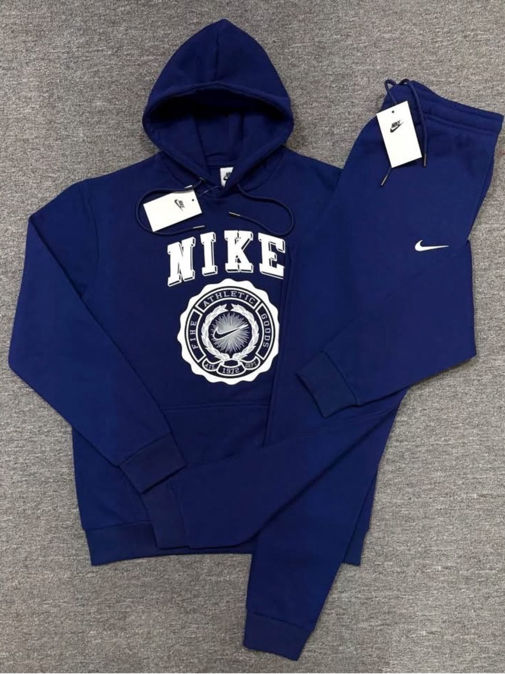 Nike Men's Royal Blue Hoodie and Jogger Set with White Logos